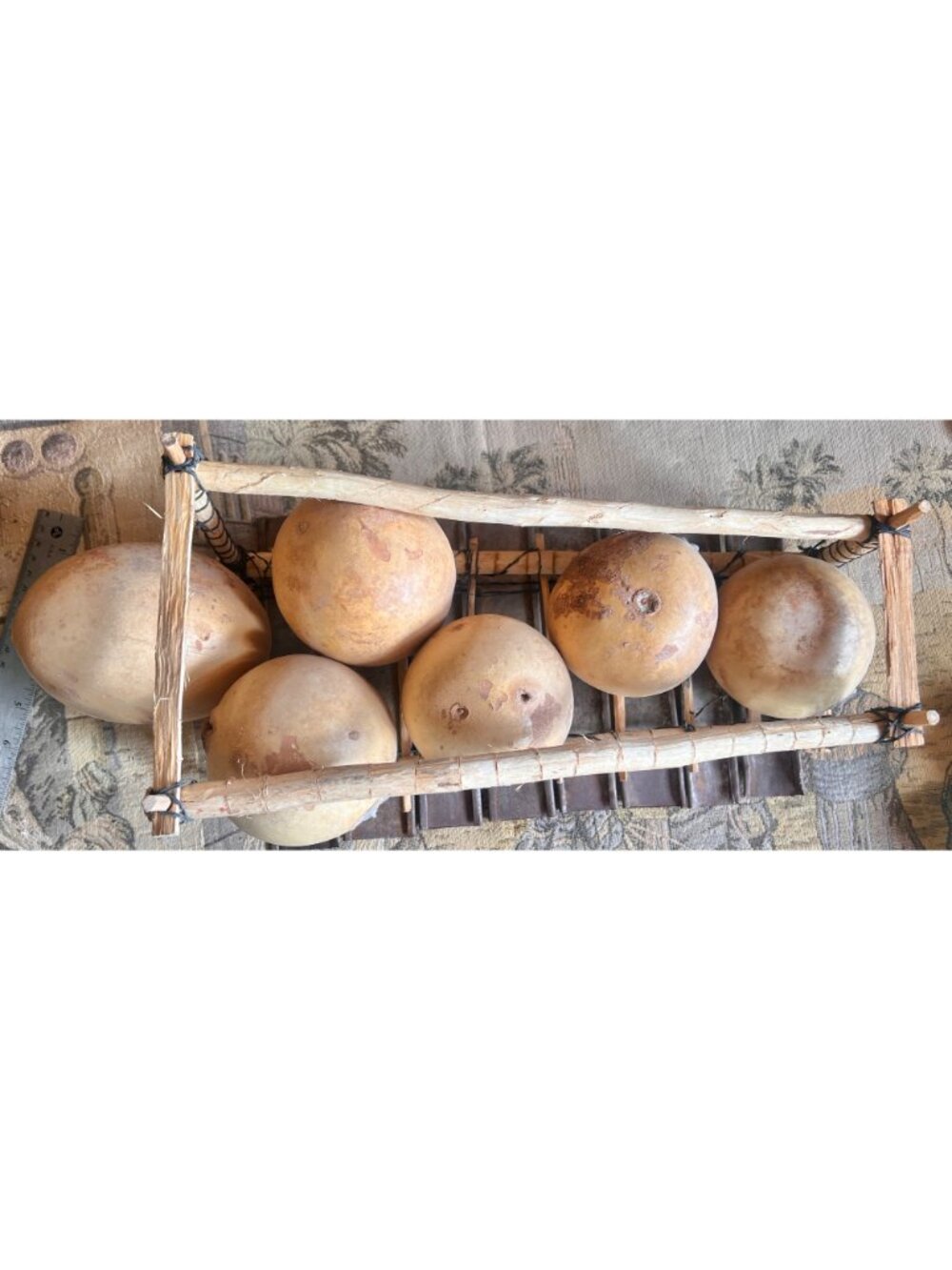 African Gourd Resonator Metallophone Metal Keys Wooden Frame 1950-1975 - Picture 7 of 13